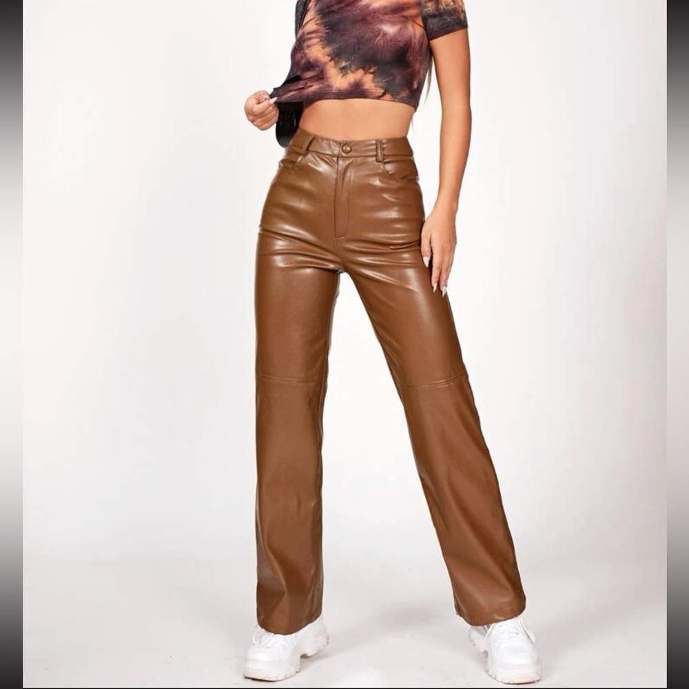 *NWT* Faux Leather Straight Leg Pants